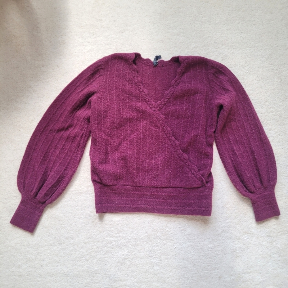 Vineyard Vines Plum Colored Alpaca and Wool Wrap V-neck Sweater - Women's Large